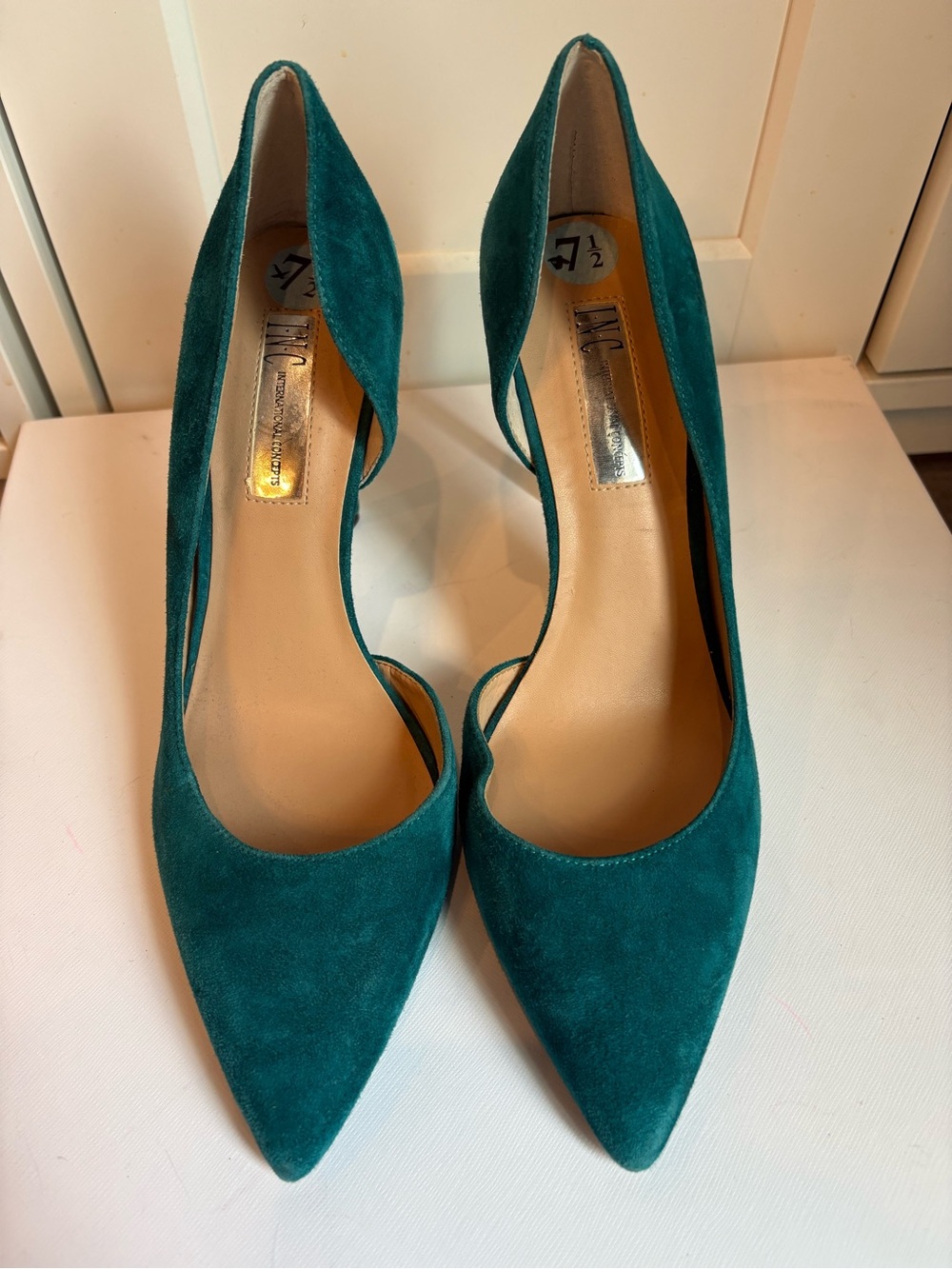 INC International Concepts Teal Suede Pointed-Toe Pumps